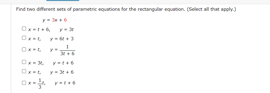 Solved Find two different sets of parametric equations for | Chegg.com