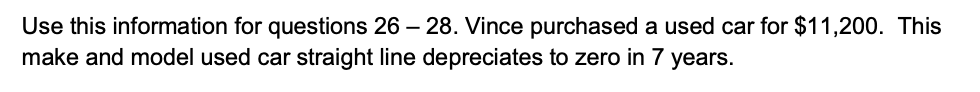 Solved Use this information for questions 26 – 28. Vince | Chegg.com