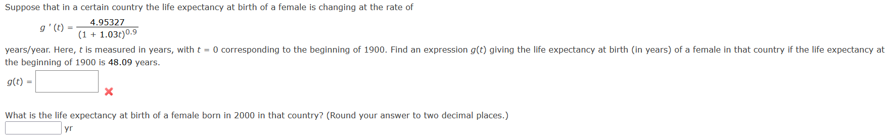 Solved Suppose that in a certain country the life expectancy | Chegg.com
