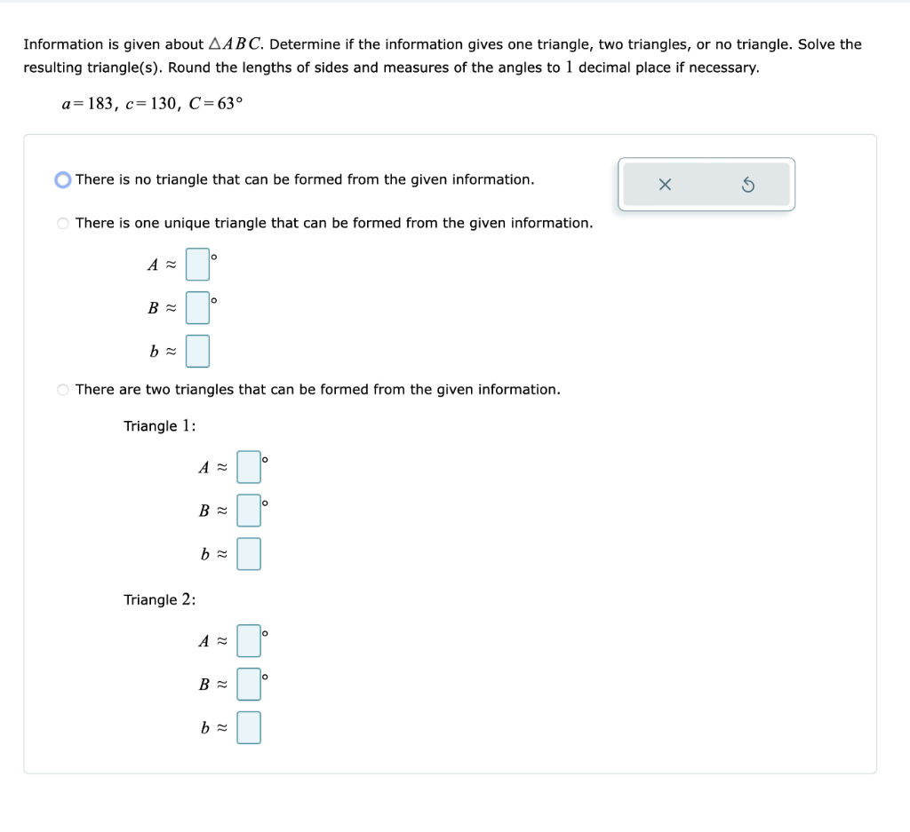 Solved Information is given about ABC. Determine if the | Chegg.com