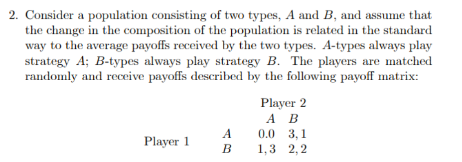 Solved 2. Consider A Population Consisting Of Two Types, A | Chegg.com