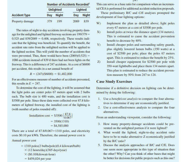 Solved CASE STUDY COMPARING B/C ANALYSIS AND CEA OF TRAFFIC | Chegg.com