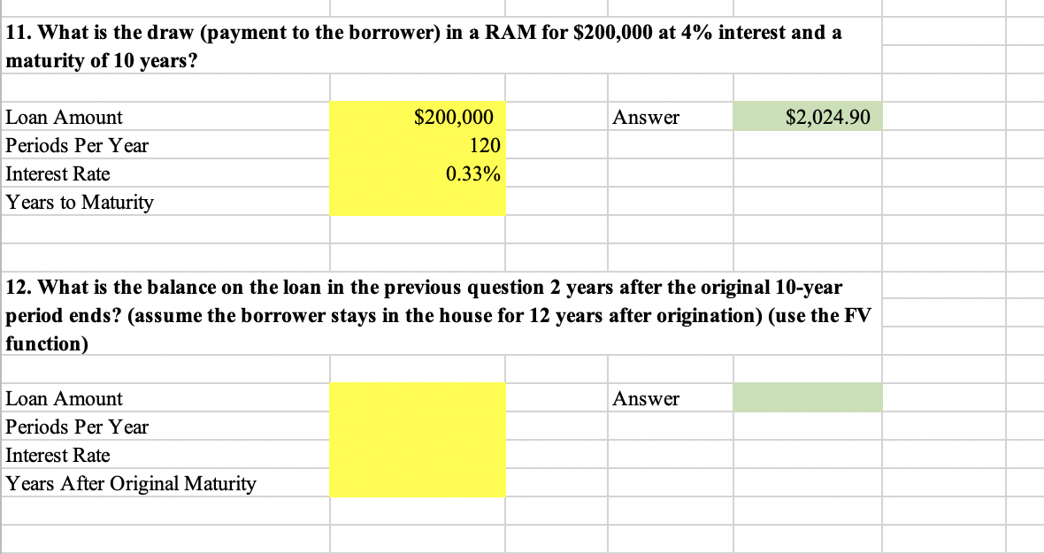 Solved 11. What is the draw (payment to the borrower) in a | Chegg.com