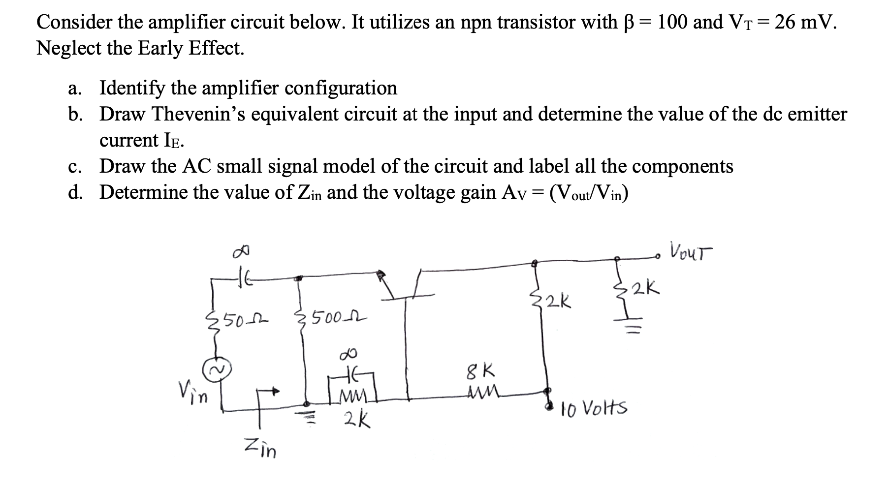 Solved Consider The Amplifier Circuit Below. It Utilizes An | Chegg.com