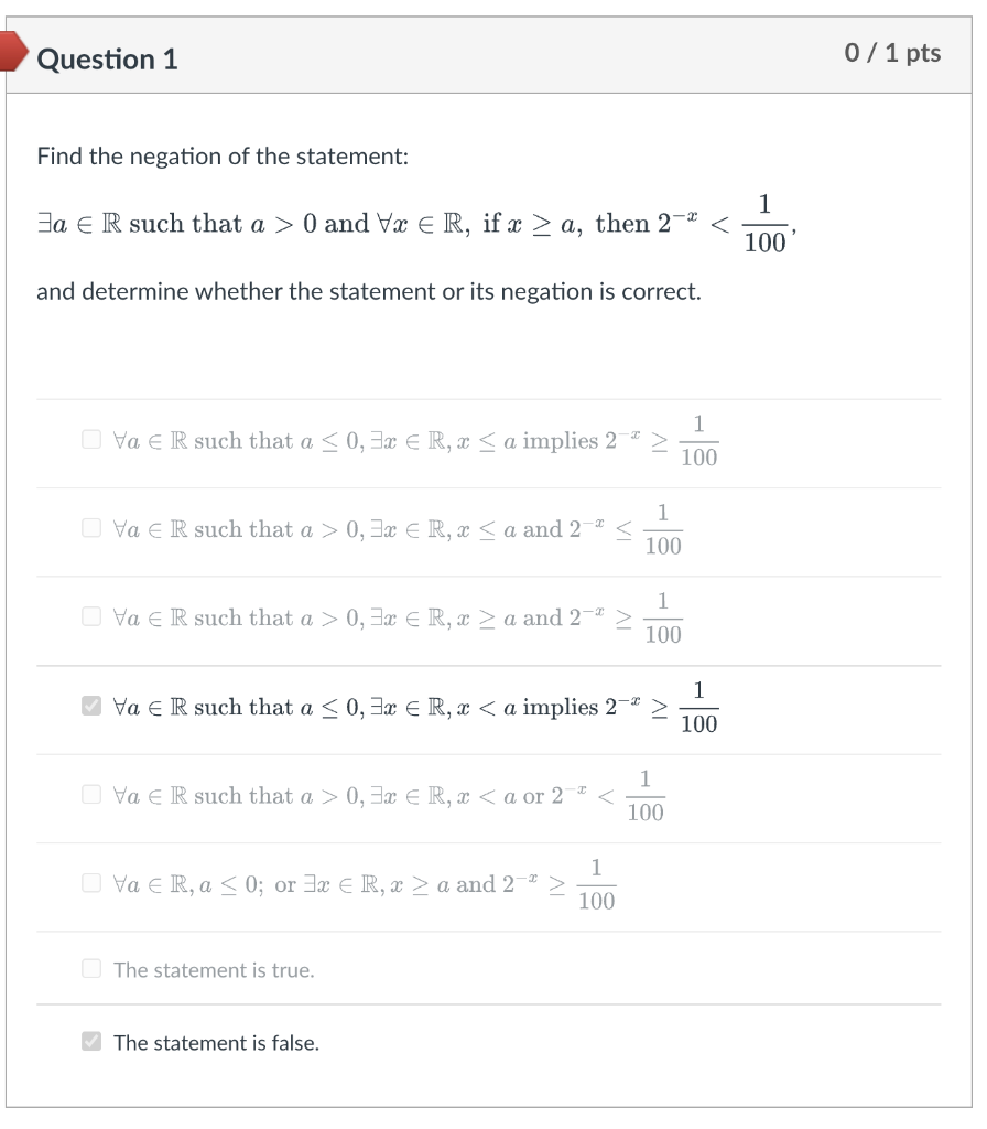 Solved Find the negation of the statement: ∃a∈R such that | Chegg.com