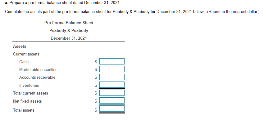 Solved Pro Forma Balance Sheet Peabody Peabody Has 2019 Chegg