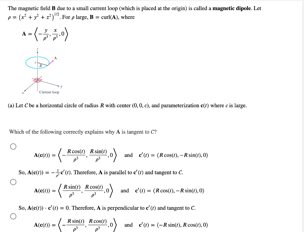 Solved The magnetic field B due to a small current loop | Chegg.com