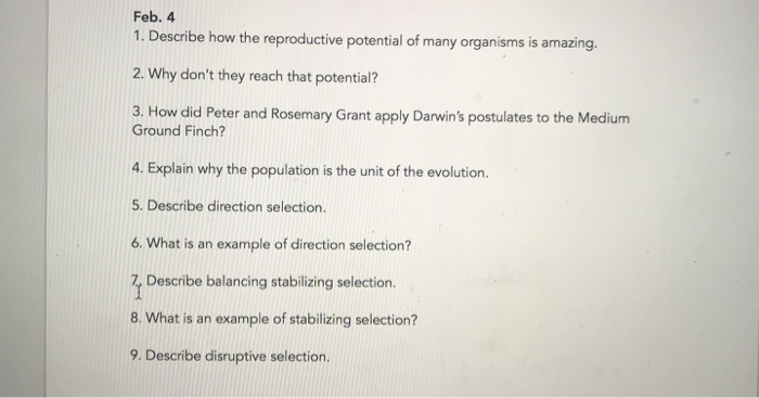 Solved Feb. 4 1. Describe how the reproductive potential of | Chegg.com