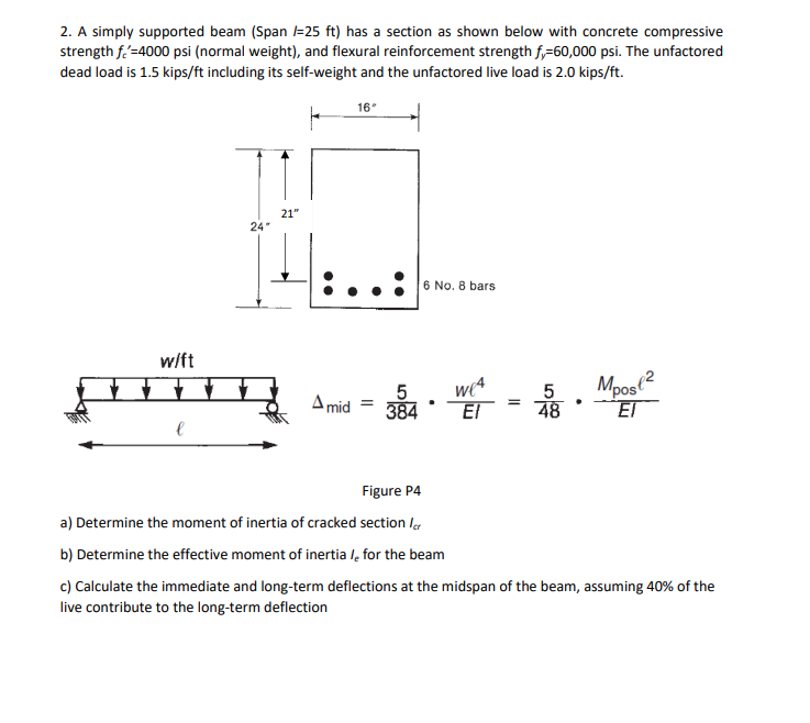 Solved 2. A simply supported beam ( S pan l=25ft ) has a | Chegg.com