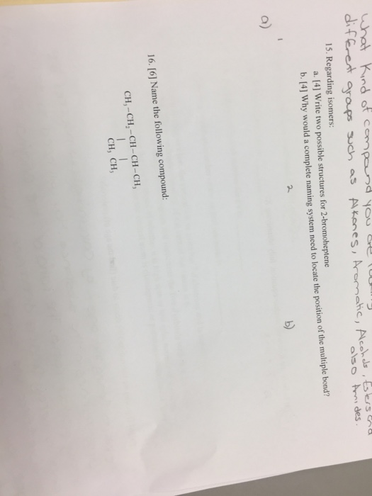 Solved Regarding Isomers: A. Write Two Possible Structures 