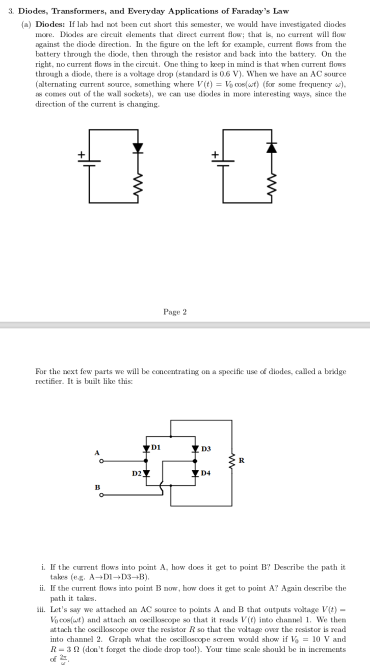 Solved 3. Diodes, Transformers, and Everyday Applications of | Chegg.com