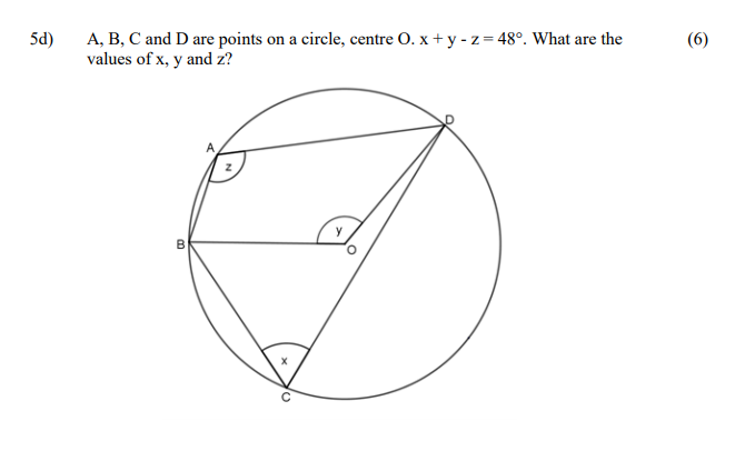 Solved 50) A, B, C and D are points on a circle, centre 0.x | Chegg.com