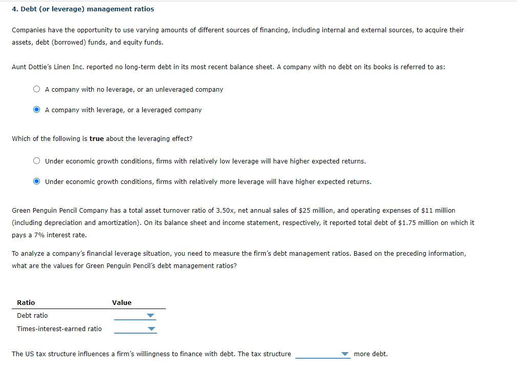 What Do Debt Management Ratios Describe