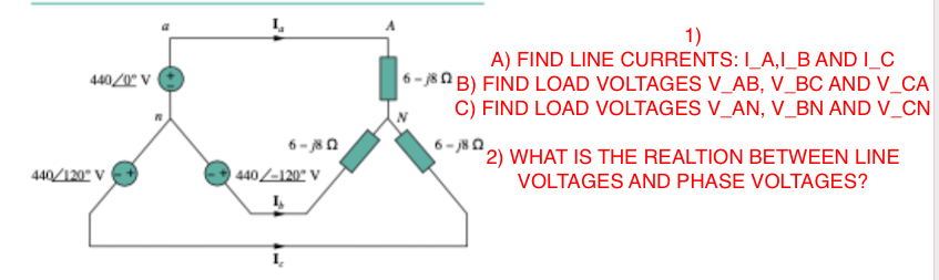 Solved I 4400V 1) A) FIND LINE CURRENTS:_A,I_B AND I_C 6 - | Chegg.com