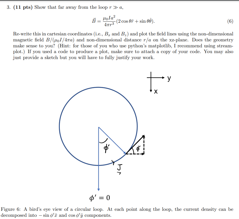 Solved 3 Vector potential of a current loop Consider a | Chegg.com