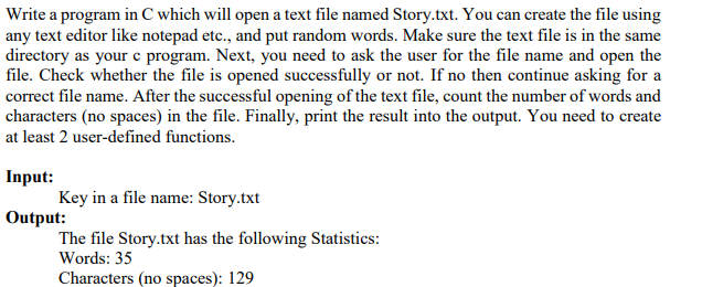 Solved The Program must be in C, and please make sure it | Chegg.com