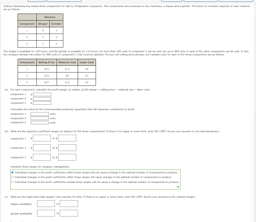 Solved Individual changes in the profit coefficients within | Chegg.com