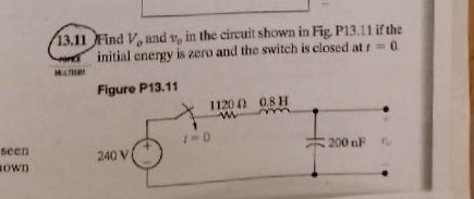 Solved 13.11 Find V, and v, in the circuit shown in Fig | Chegg.com