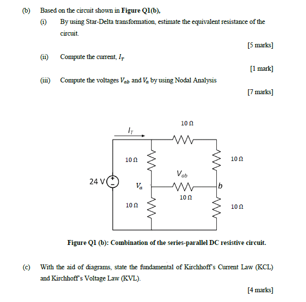 Solved (b) Based On The Circuit Shown In Figure Q1(b), (1) | Chegg.com