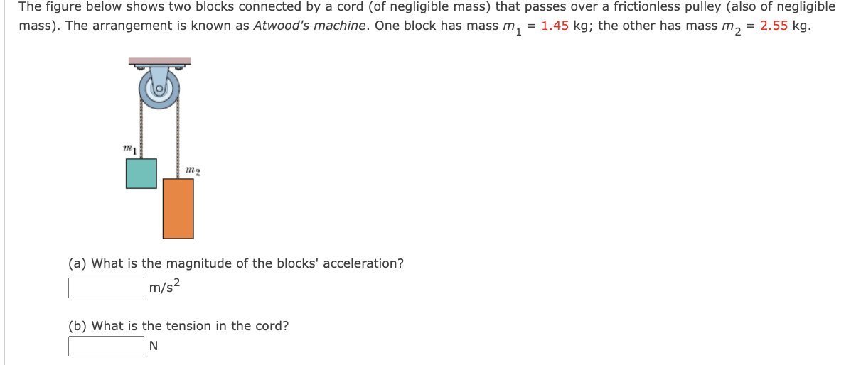 Solved The figure below shows two blocks connected by cord | Chegg.com