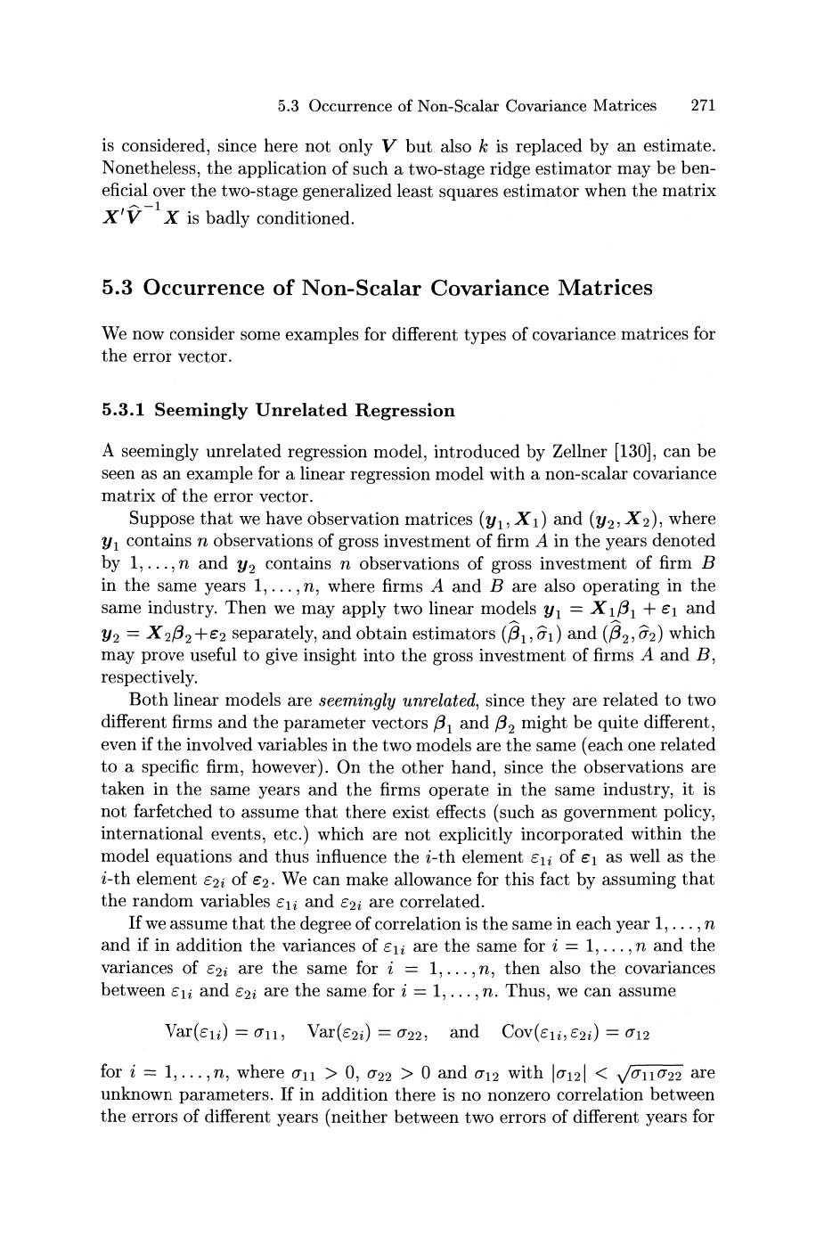 6 For The Seemingly Unrelated Regression Model Co Chegg Com