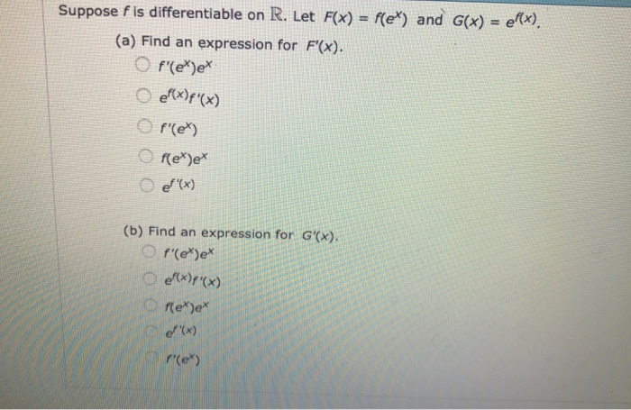 Solved Suppose F Is Differentiable On R Let Fx Fe And