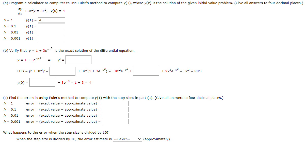 Solved (a) Program A Calculator Or Computer To Use Euler's | Chegg.com