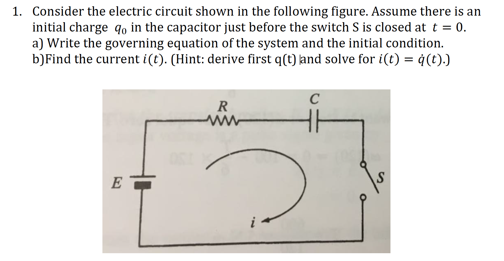 Solved 1. Consider the electric circuit shown in the | Chegg.com