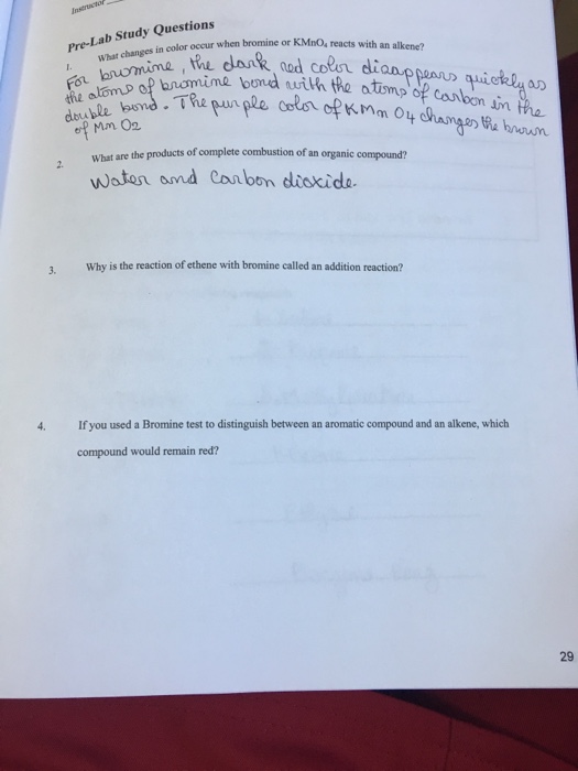 Solved What changes in color occur when bromine or KM_nO_4