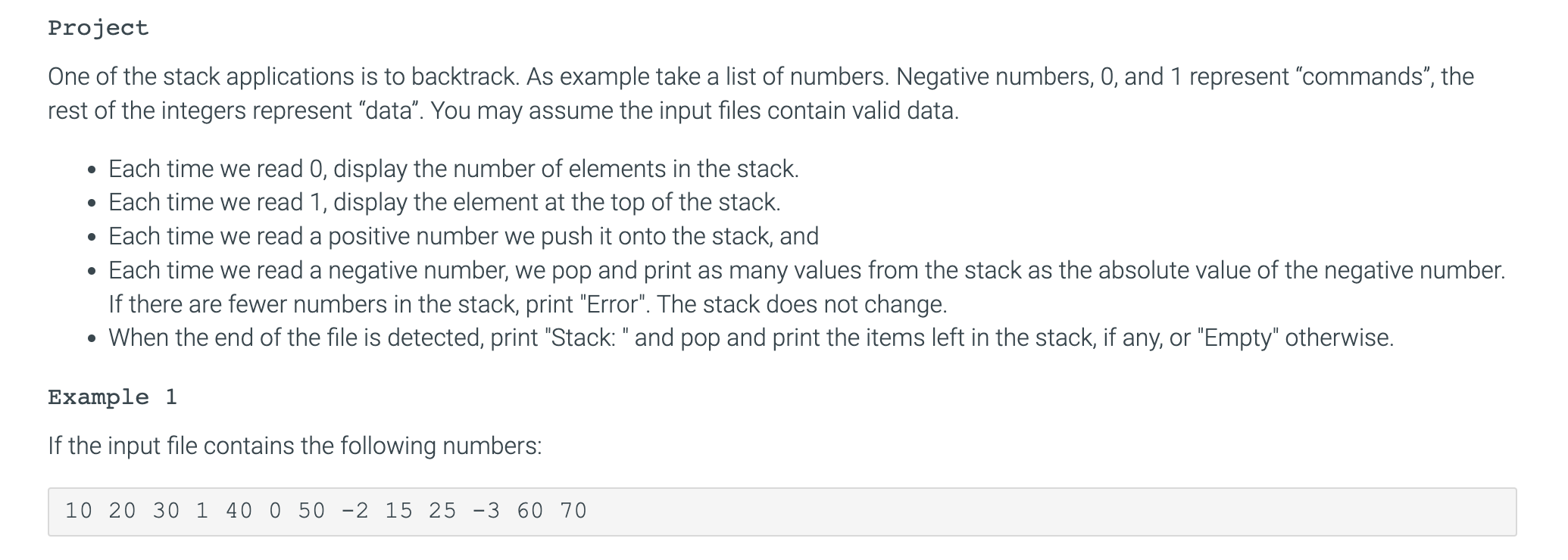 Solved Project One of the stack applications is to | Chegg.com