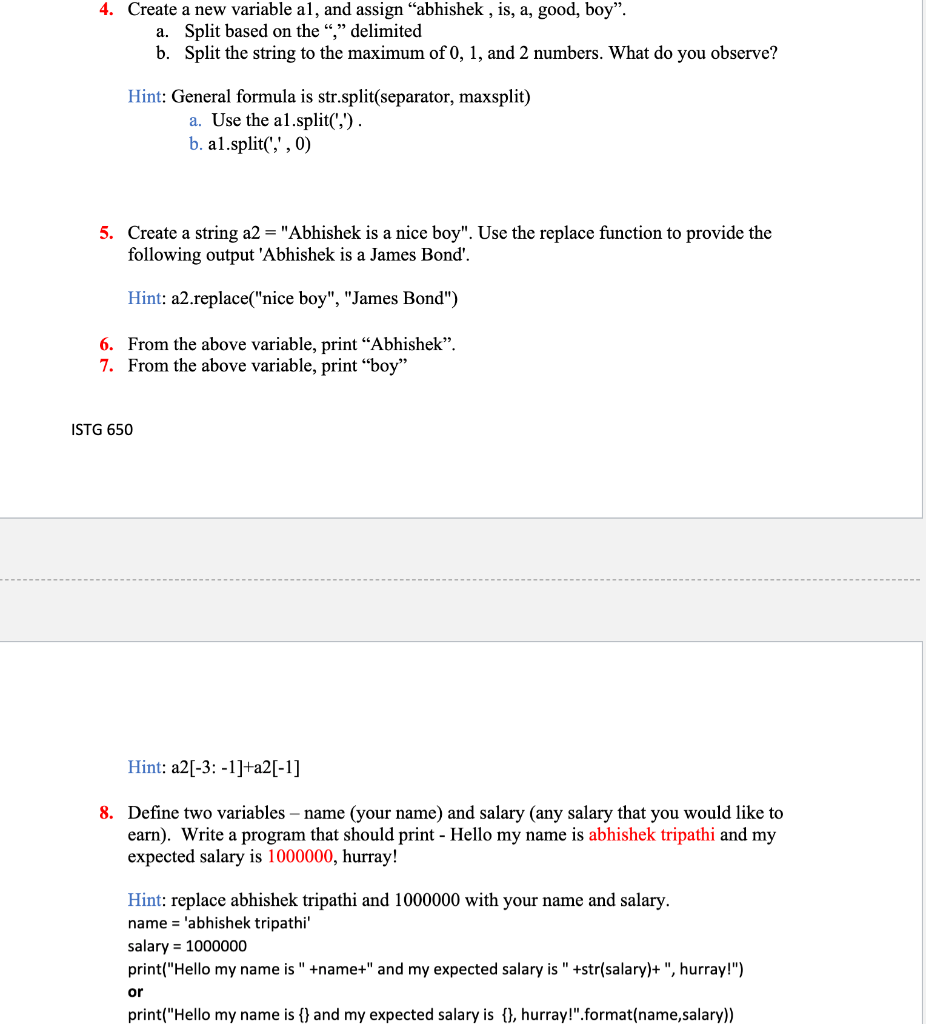 Solved 4. Create a new variable a1, and assign 