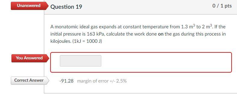 Solved A monatomic ideal gas expands at constant temperature | Chegg.com