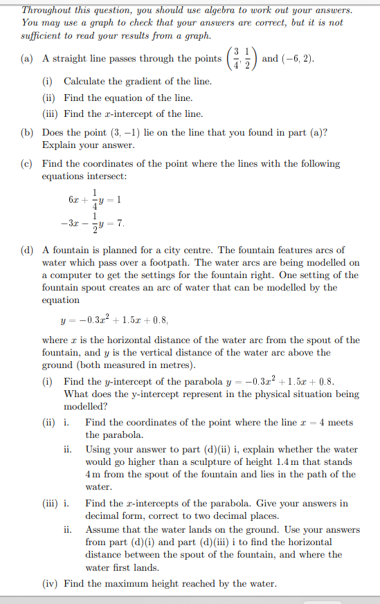 Solved Throughout this question, you should use algebra to | Chegg.com