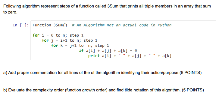 Solved Following algorithm represent steps of a function | Chegg.com