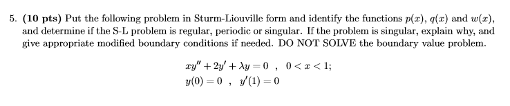 Solved 5. (10 pts) Put the following problem in | Chegg.com