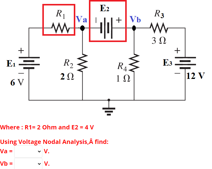 Solved R R1 W Vall E2 R3 Ivb Vb W 32 E1 R2 Chegg Com