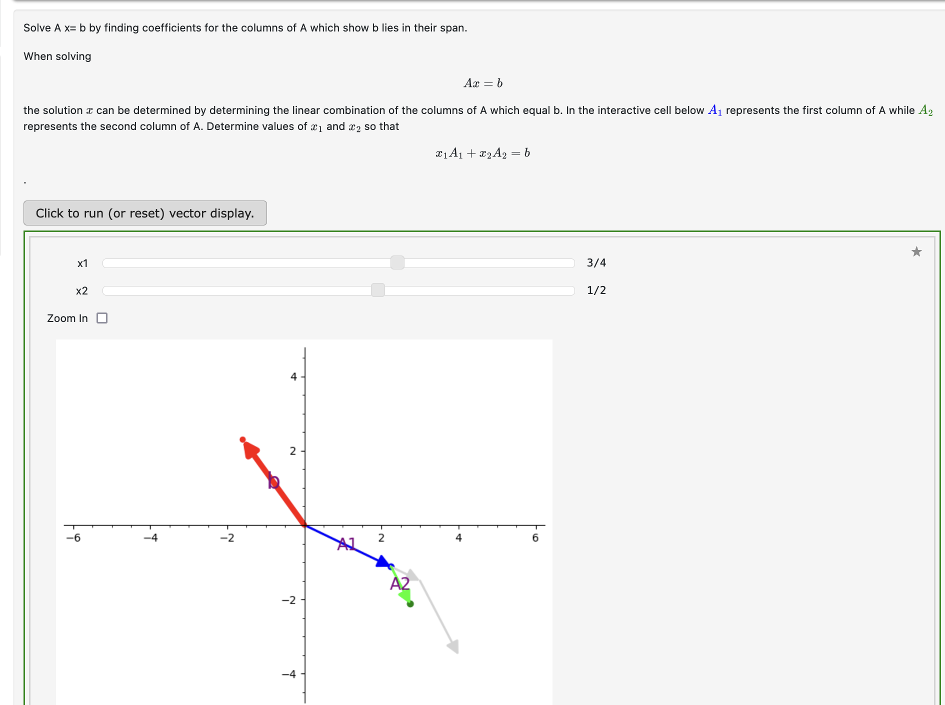 Solved Solve Ax=b By Finding Coefficients For The Columns Of | Chegg.com