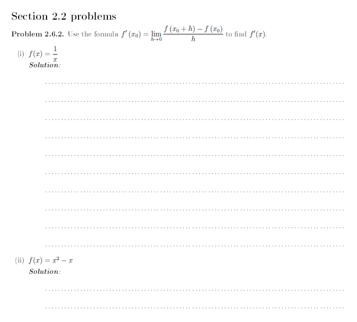 Solved olem 2.6.2. Use the formula | Chegg.com