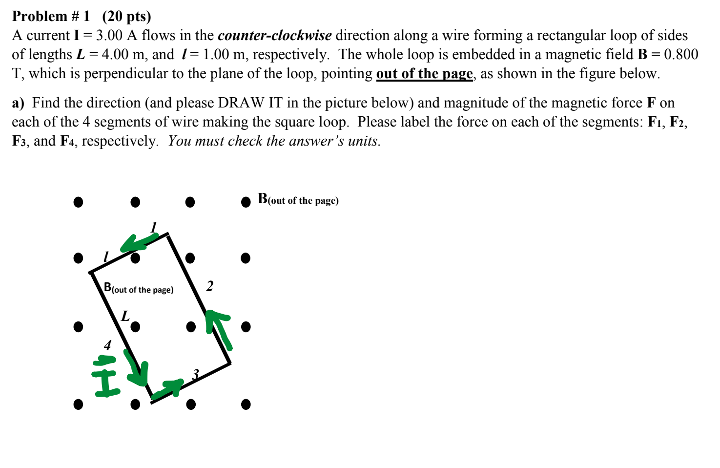 Solved Problem #1 (20 Pts) A Current I = 3.00 A Flows In The | Chegg.com