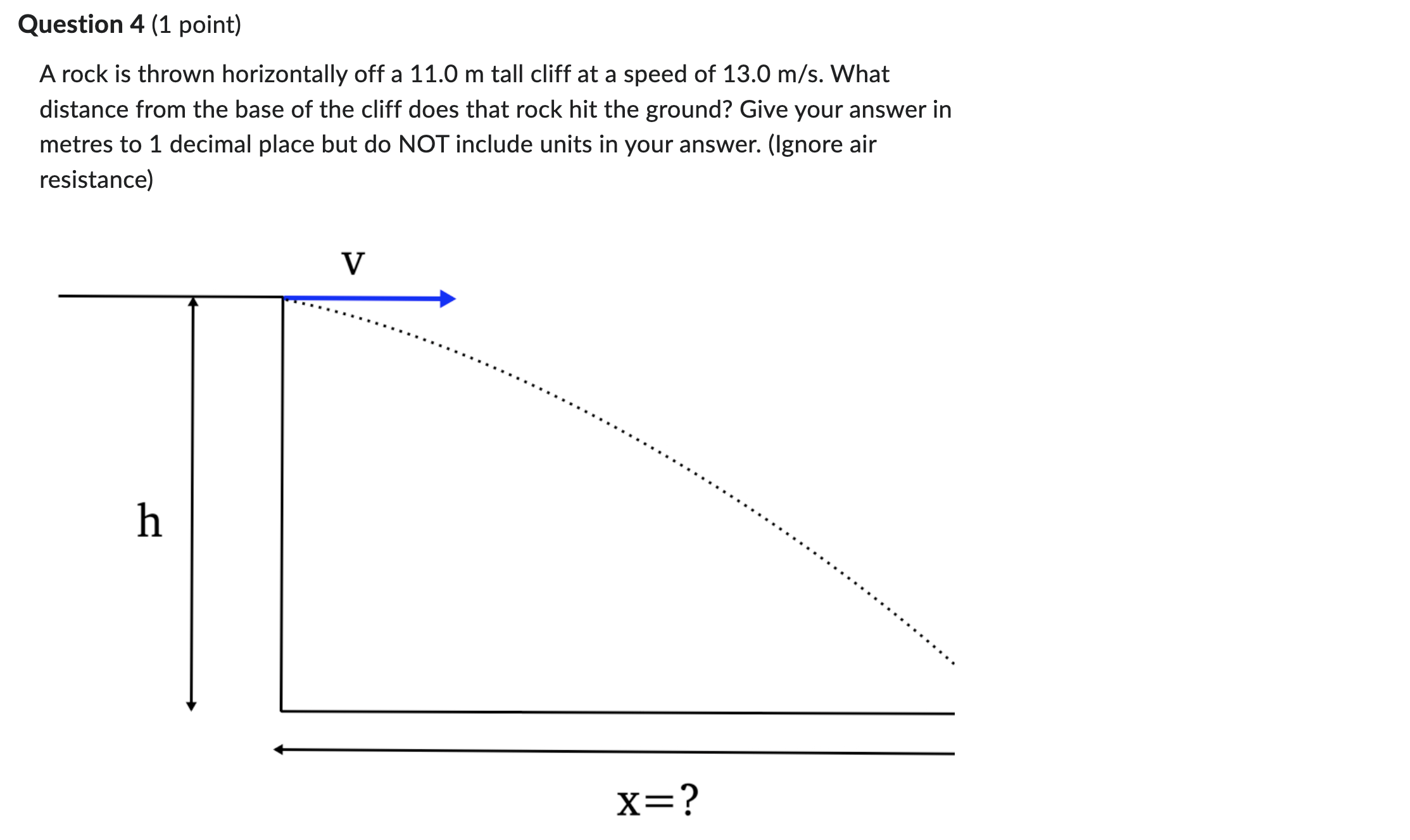 Solved A rock is thrown horizontally off a 11.0 m tall cliff