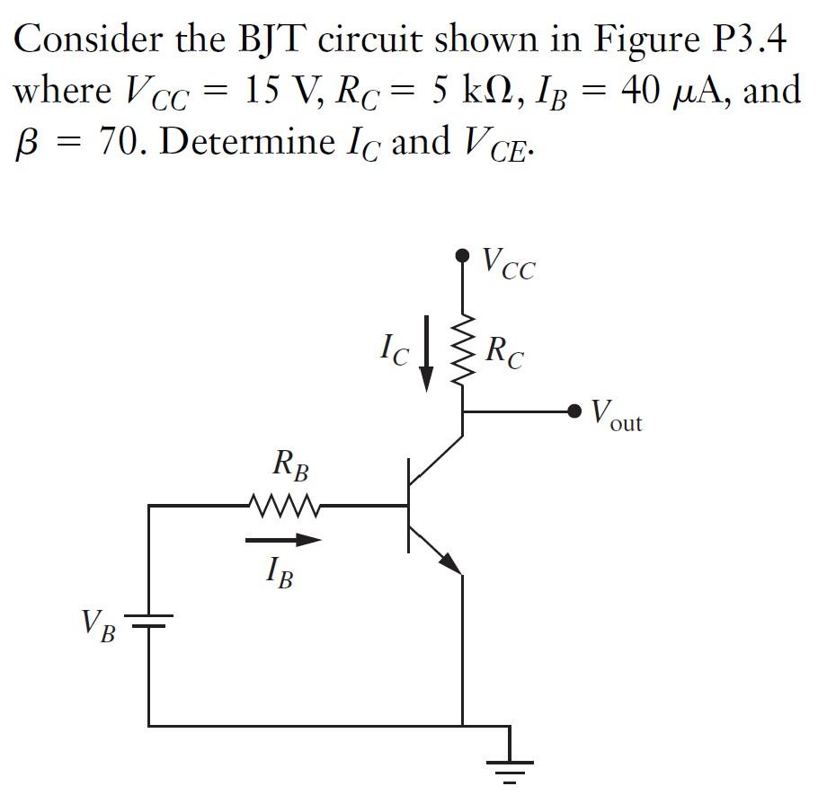 Solved Consider the BJT circuit shown in Figure P3.4 where | Chegg.com