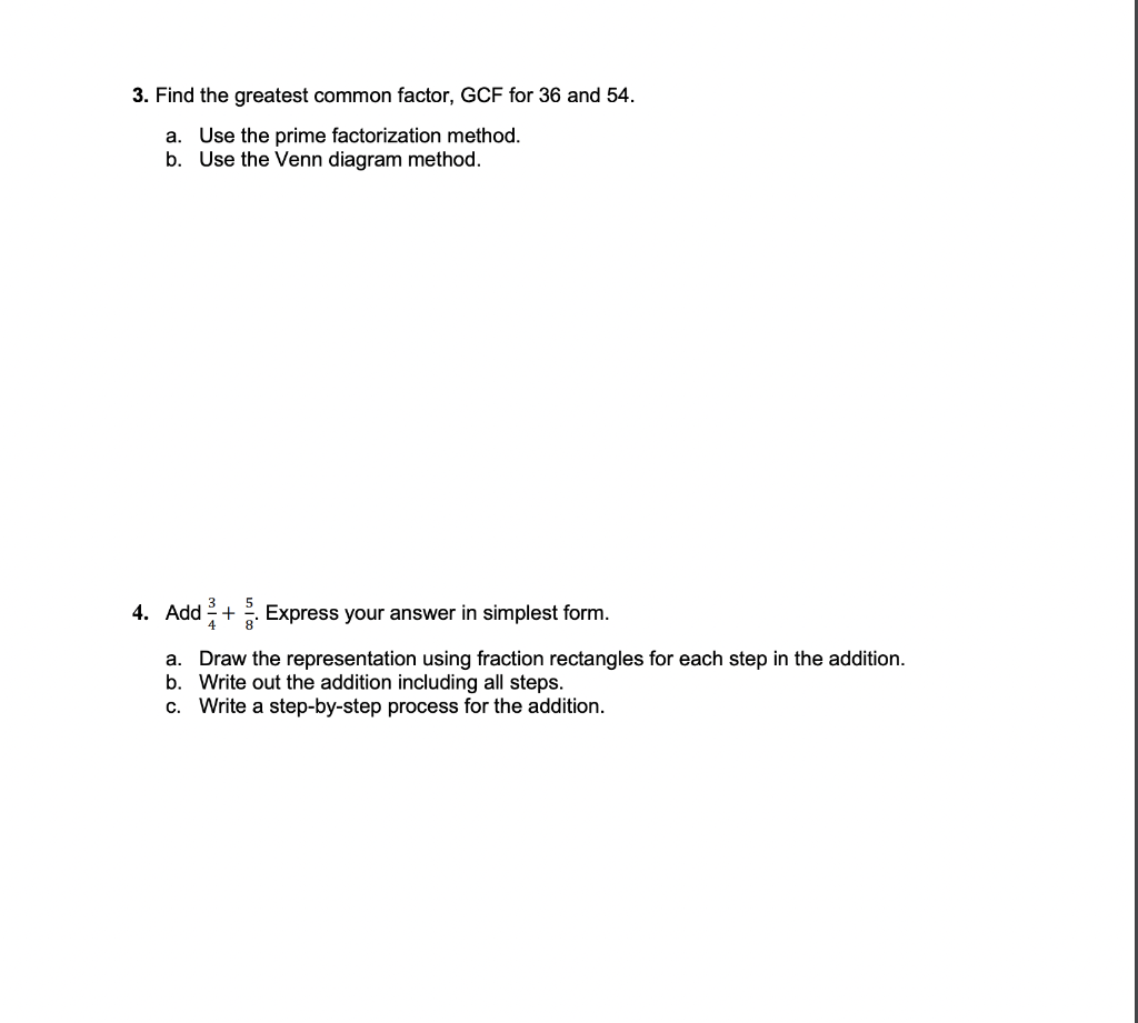 Solved 3. Find The Greatest Common Factor, GCF For 36 And | Chegg.com