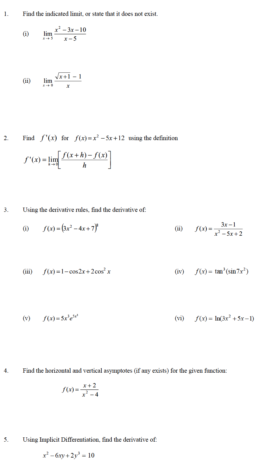 Solved 1. Find the indicated limit, or state that it does | Chegg.com