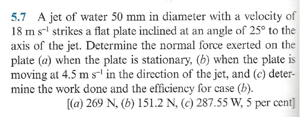 Solved 5.7 A jet of water 50 mm in diameter with a velocity | Chegg.com