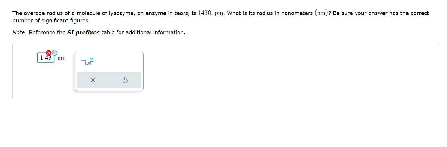 Solved The average radius of a molecule of lysozyme an Chegg com