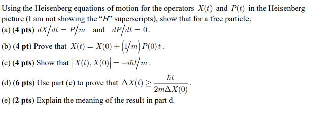 Solved Using the Heisenberg equations of motion for the | Chegg.com