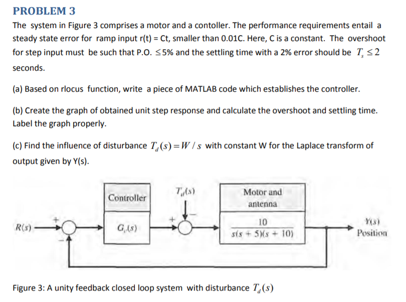 Solved PROBLEM 3 The system in Figure 3 comprises a motor | Chegg.com