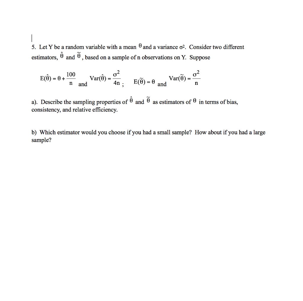 Solved 5. Let Y be a random variable with a mean ? and a | Chegg.com
