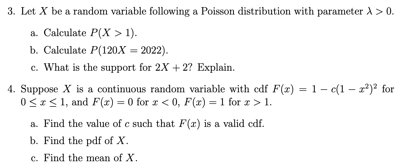 Solved 3. Let X Be A Random Variable Following A Poisson | Chegg.com