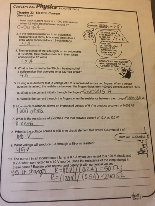 Electric Circuits And Electric Current Worksheet Answers